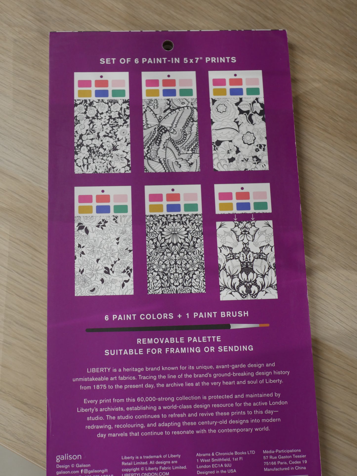 Kit peinture 6 cartes postale Liberty Glastonbury