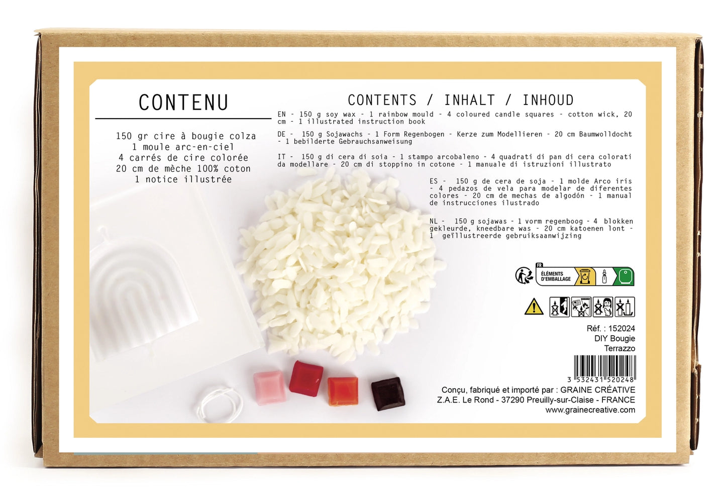 Kit DIY - Bougie arc en ciel terrazzo